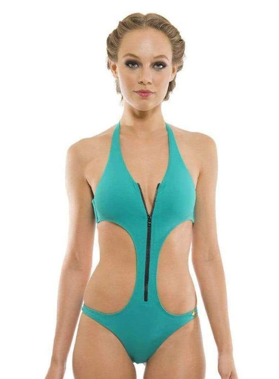 Aquarella Apparel & Accessories > Clothing > Swimwear Small / Blue Aquarella Brave Zip Monokini One Piece Swimwear Swimsuit
