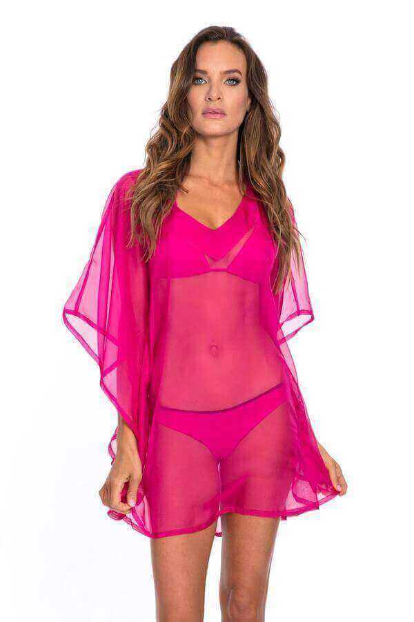Corpo Bonito Apparel & Accessories > Clothing > Swimwear Small / Pink Corpo Bonito Pink Flowy Dress Cover Up