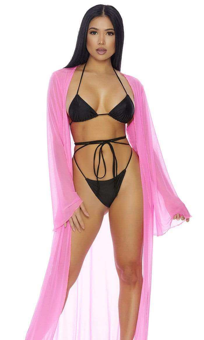 Forplay Apparel & Accessories > Clothing > Swimwear Extra Large / Pink Neon Pink Sheer Mesh Long Cover-Up (Many Colors Available) Neon Pink Orange Green Yellow Sheer Mesh Long Cover Up Forplay 440332