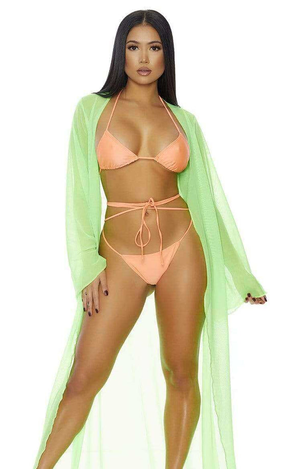 Forplay Apparel & Accessories > Clothing > Swimwear Large / Green Neon Orange Sheer Mesh Long Cover-Up (Many Colors Available) Neon Pink Orange Green Yellow Sheer Mesh Long Cover Up Forplay 440332