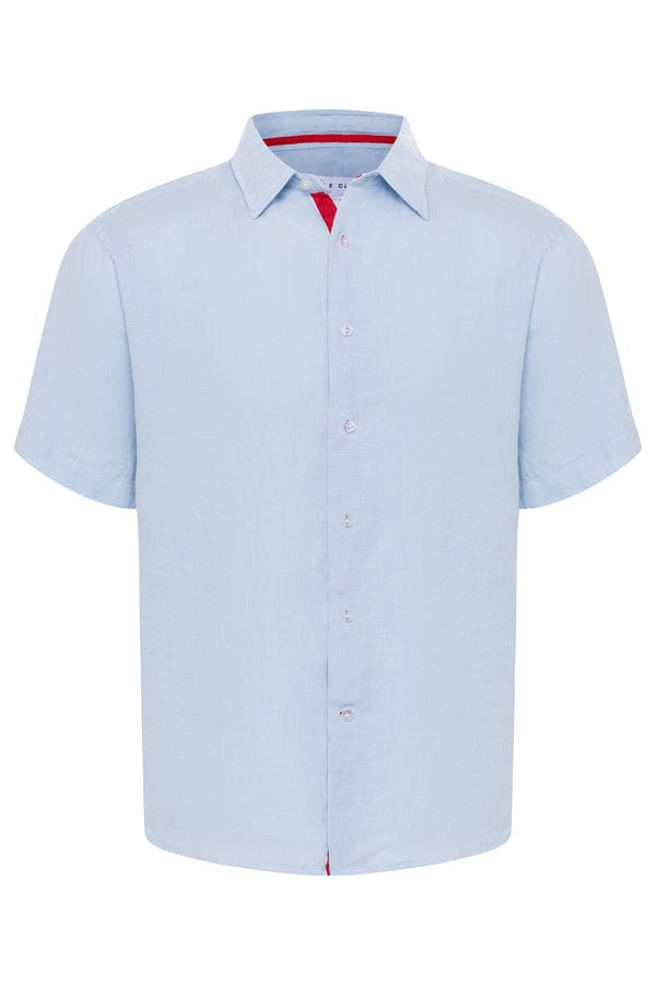Le Club Apparel & Accessories > Clothing > Shirts & Tops Sky Blue Peter Linen Short Sleeve Shirt (Many Colors Available) 2022 Navy Sky Blue White Le Club Short Sleeve Peter Linen Shirt