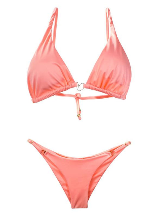 Montoya Apparel & Accessories > Clothing > Swimwear Liliana Montoya Peach Bikini Marinera Tops & Bottom Bikini Swimwear Set