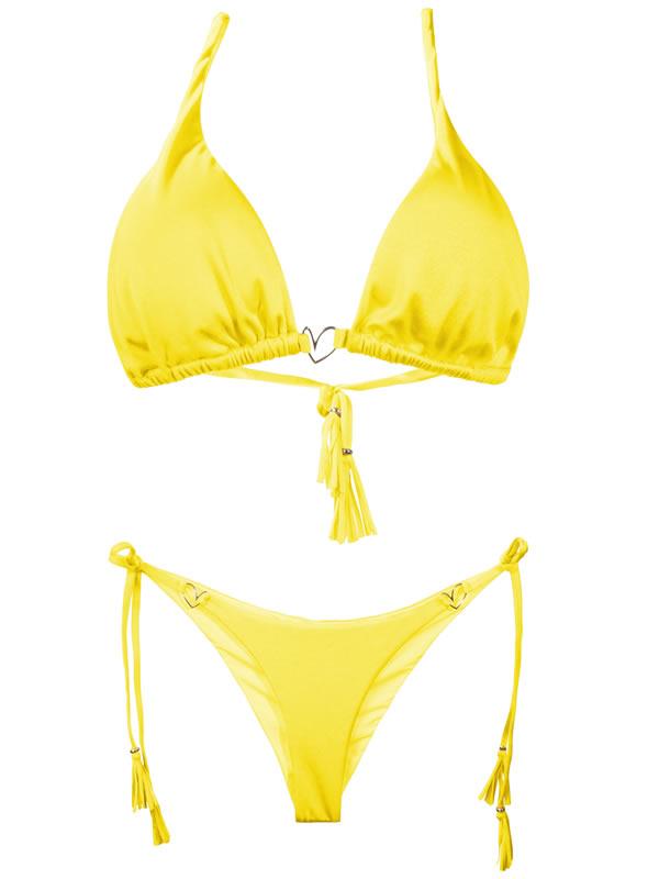 Montoya Apparel & Accessories > Clothing > Swimwear Liliana Montoya Yellow Bikini Marinera Shiny Bottom Bikini Swimwear Separate