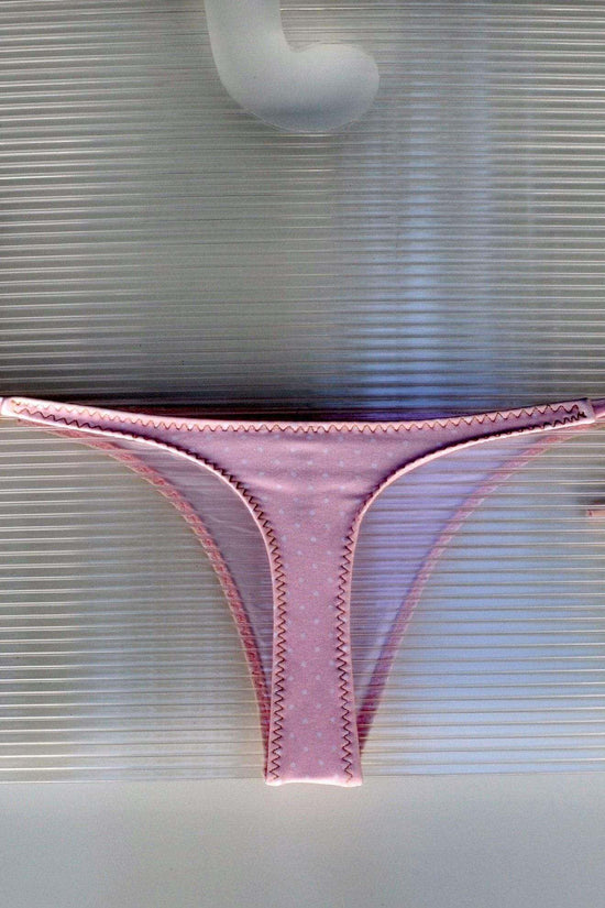 Montoya Apparel & Accessories > Clothing > Swimwear One Size / Print Liliana Montoya Swim Bikini Brasilerita Pink w/ White Polka Dot Print Triangle Top & Micro Thong Bottom
