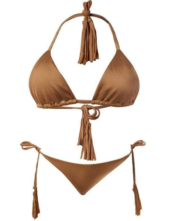 Montoya Apparel & Accessories > Clothing > Swimwear Small / Small / Brown Liliana Montoya GAiA Bronze Triangle Top & Side Tie Cheeky Bottom Set