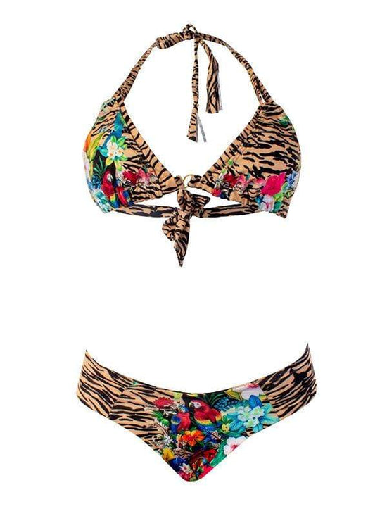 Montoya Apparel & Accessories > Clothing > Swimwear Small / Small / Printed Liliana Montoya GAiA Rainforest Tiger Triangle Top & Cheeky Bottom Set