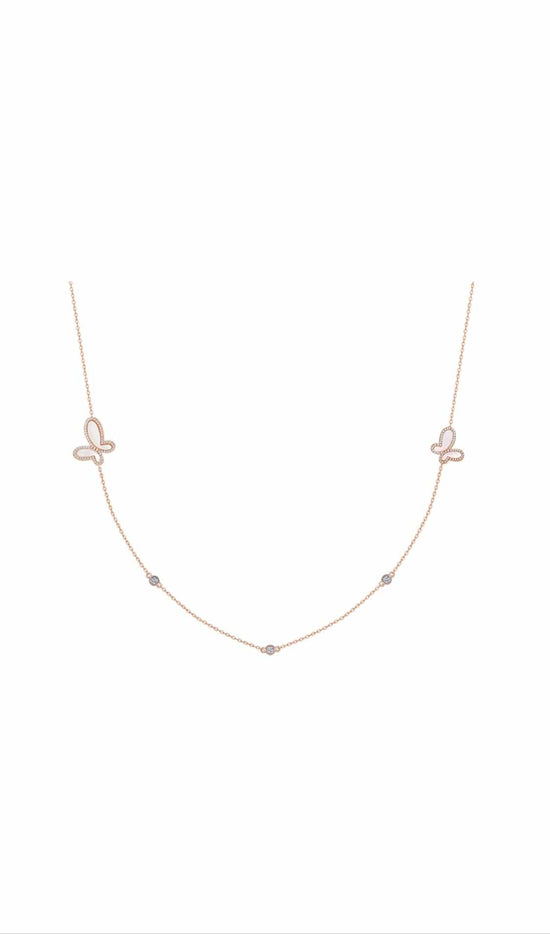OlgaNikoza Rose Gold Long Rose Gold Silver Butterfly Neckless