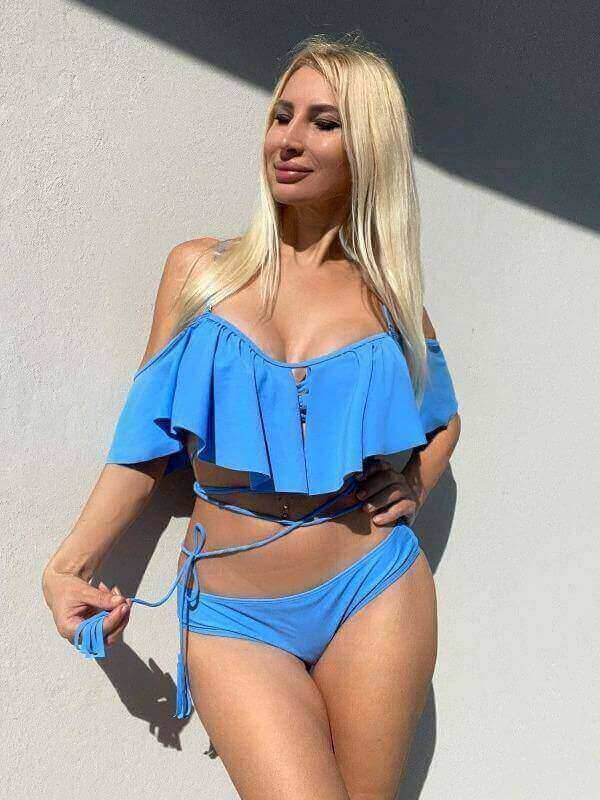 Montce Blue Caleta Luxury Bandeau Cheeky Bottom Bikini Swimsuit