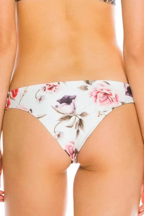 Agua Bendita Apparel & Accessories > Clothing > Swimwear Print / Small / Small Black Floral Bandeau Top & Reversible Cheeky Bottom Bikini Swimsuit Black Floral Bandeau Top & Reversible Cheeky Bottom Swimsuit