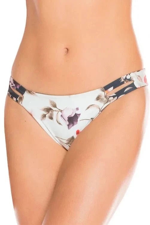 Agua Bendita Apparel & Accessories > Clothing > Swimwear Print / Small / Small Black Floral Bandeau Top & Reversible Cheeky Bottom Bikini Swimsuit Black Floral Bandeau Top & Reversible Cheeky Bottom Swimsuit