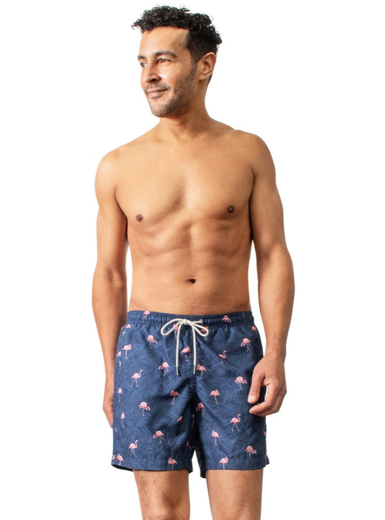 Andrew & Cole Apparel & Accessories > Clothing > Swimwear Boto Navy Flamingo Cabo 6.5" Men's Swim Trunk Shorts 2023 Andrew & Cole Men's Designer Black Swim Trunks Shorts