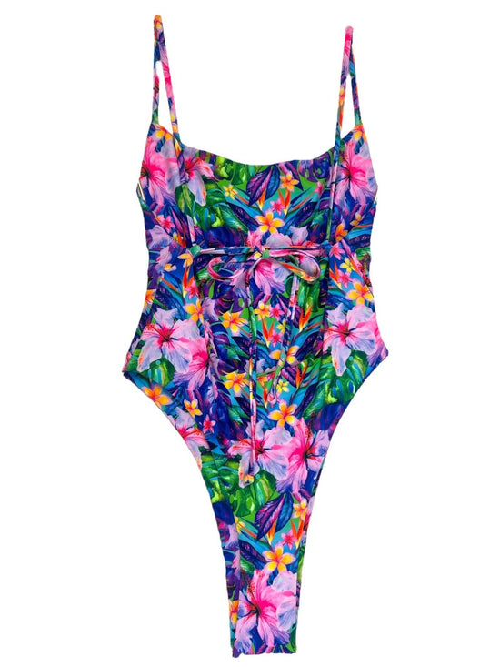 Berry Beachy Swimwear Apparel & Accessories > Clothing > Swimwear Berry Beachy Blue Floral Tropicana Bliss Very Cheeky Thong One Piece Swimsuit 2024 Blue Tropicana Bliss One Piece Very Cheeky Thong Swimsuit