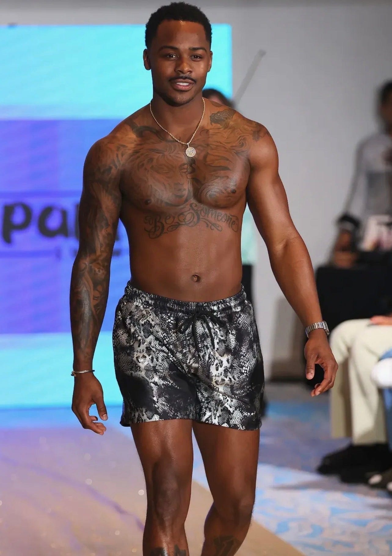 Berry Beachy Swimwear Apparel & Accessories > Clothing > Swimwear Black / 5.5" Inseam / Small Men's White Viper Print 4-Way Stretch Fabric Swim Trunk 5.5" & 7.5" Inseam Papi Swim Men's Viper Print Swim Trunks Board Shorts