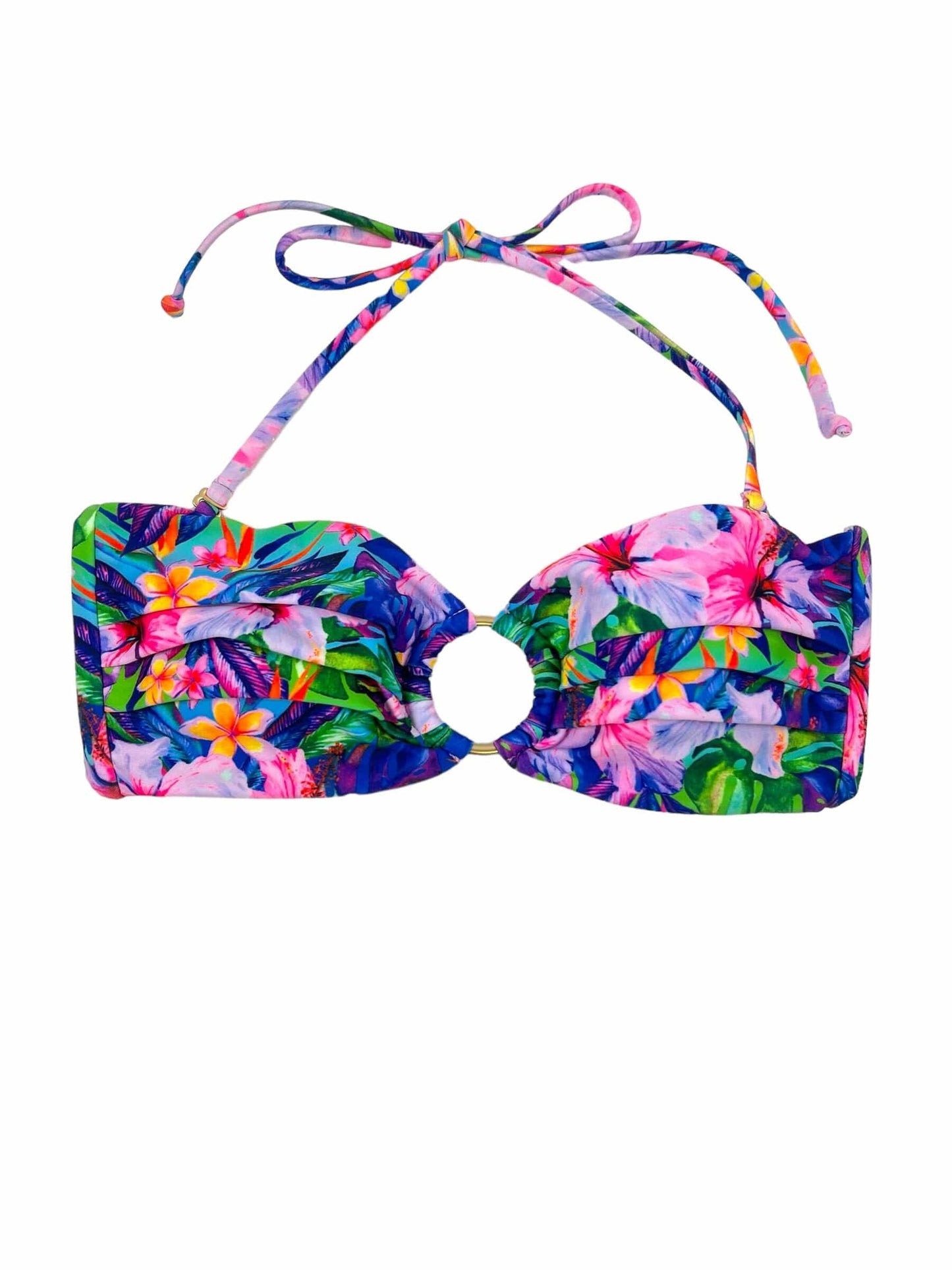 Berry Beachy Swimwear Apparel & Accessories > Clothing > Swimwear Blue Tropical Bliss Bandeau Top & Vintage Slide Thong G-String Bottom Bikini (Plus Sizes Available) Blue Tropical Bliss Bandeau Top Thong Berry Beachy Swimsuit