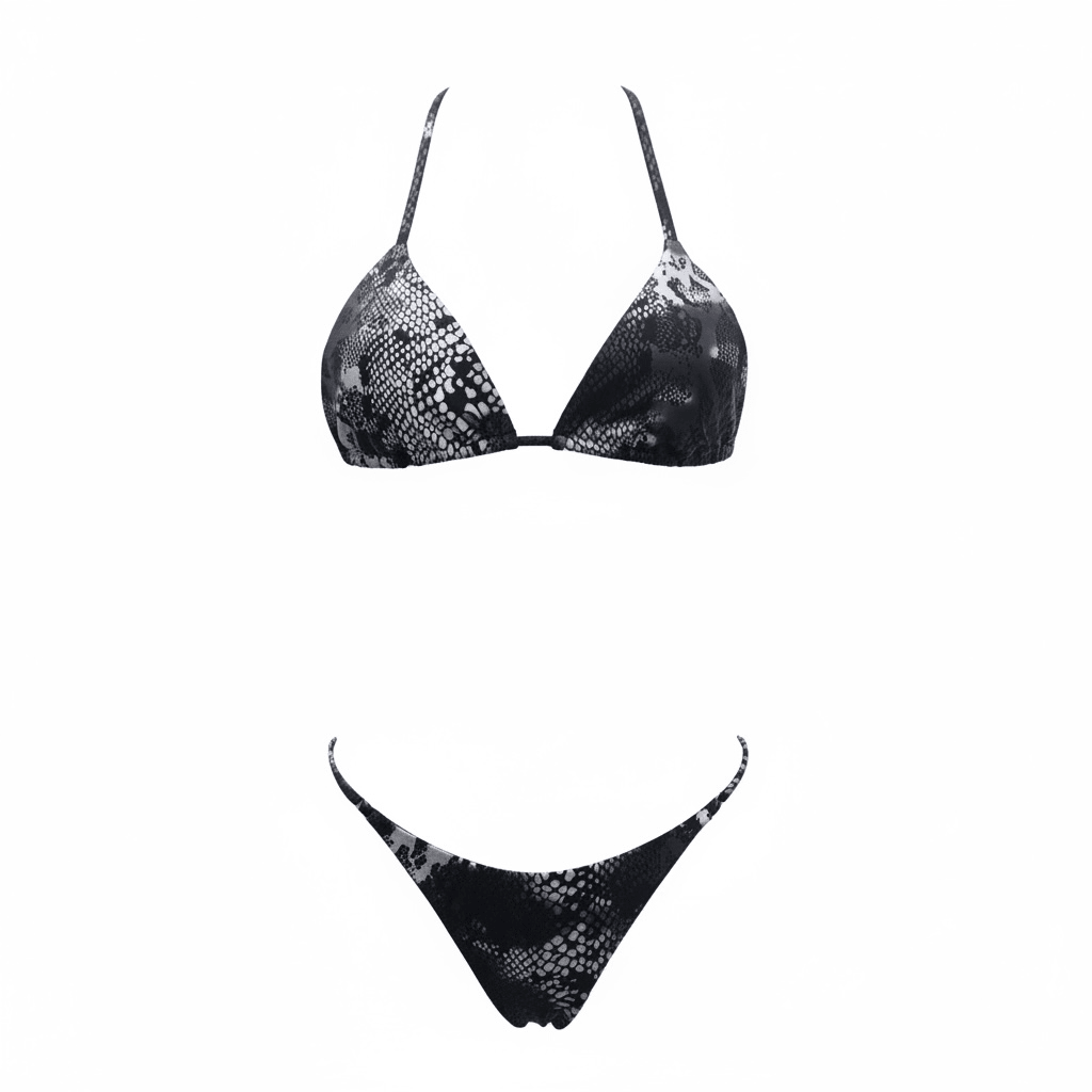 Berry Beachy Swimwear Apparel & Accessories > Clothing > Swimwear Blue Viper Triangle Top & Ruched G-String Thong Bottom Bikini Swimsuit (Plus Sizes Available) Blue Viper Triangle Top & Ruched Thong Bottom Bikini Swimsuit