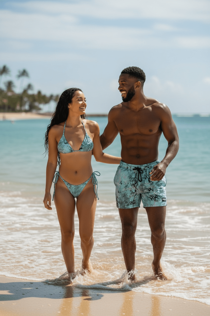 Berry Beachy Swimwear Apparel & Accessories > Clothing > Swimwear Blue Viper Triangle Top & Ruched G-String Thong Bottom Bikini Swimsuit (Plus Sizes Available) Blue Viper Triangle Top & Ruched Thong Bottom Bikini Swimsuit