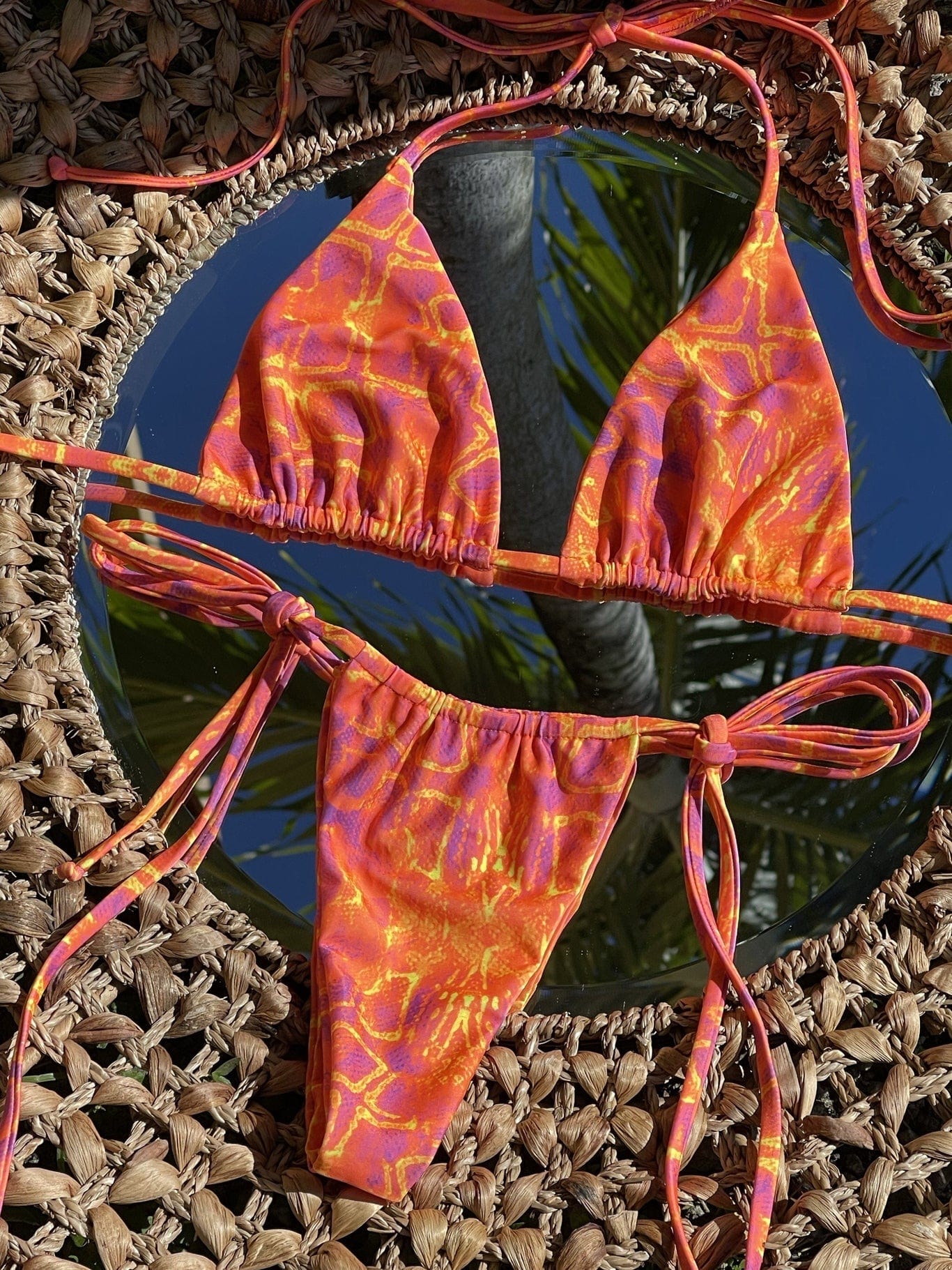 2024 Sexy Lava Berry Beachy Swimwear Triangle Slide Thong Bikini
