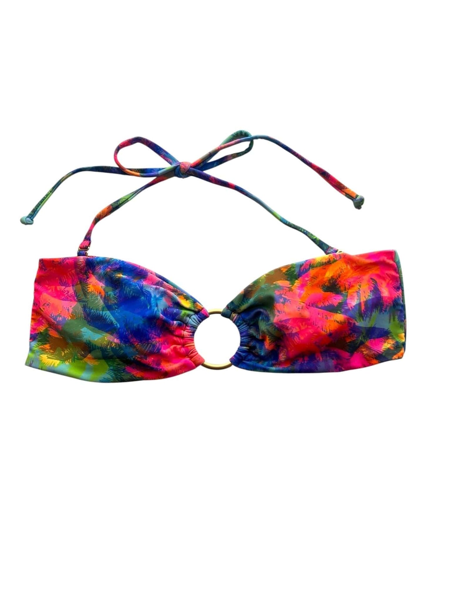Berry Beachy Swimwear Apparel & Accessories > Clothing > Swimwear Neon Palms Bandeau Top & Cheeky Scrunch Bottom Bikini Swimsuit (Plus Sizes Available) Neon Palms Bandeau Top Cheeky Scrunch Bottom Bikini Swimsuit