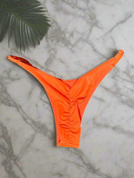 Berry Beachy Swimwear Apparel & Accessories > Clothing > Swimwear Orange Slyther Snake Print Triangle Top & Cheeky Scrunch Bottom Bikini Swimsuit (Also Plus Size) Sexy Orange Slyther Triangle Top & Cheeky Scrunch Bottom Swimsuit