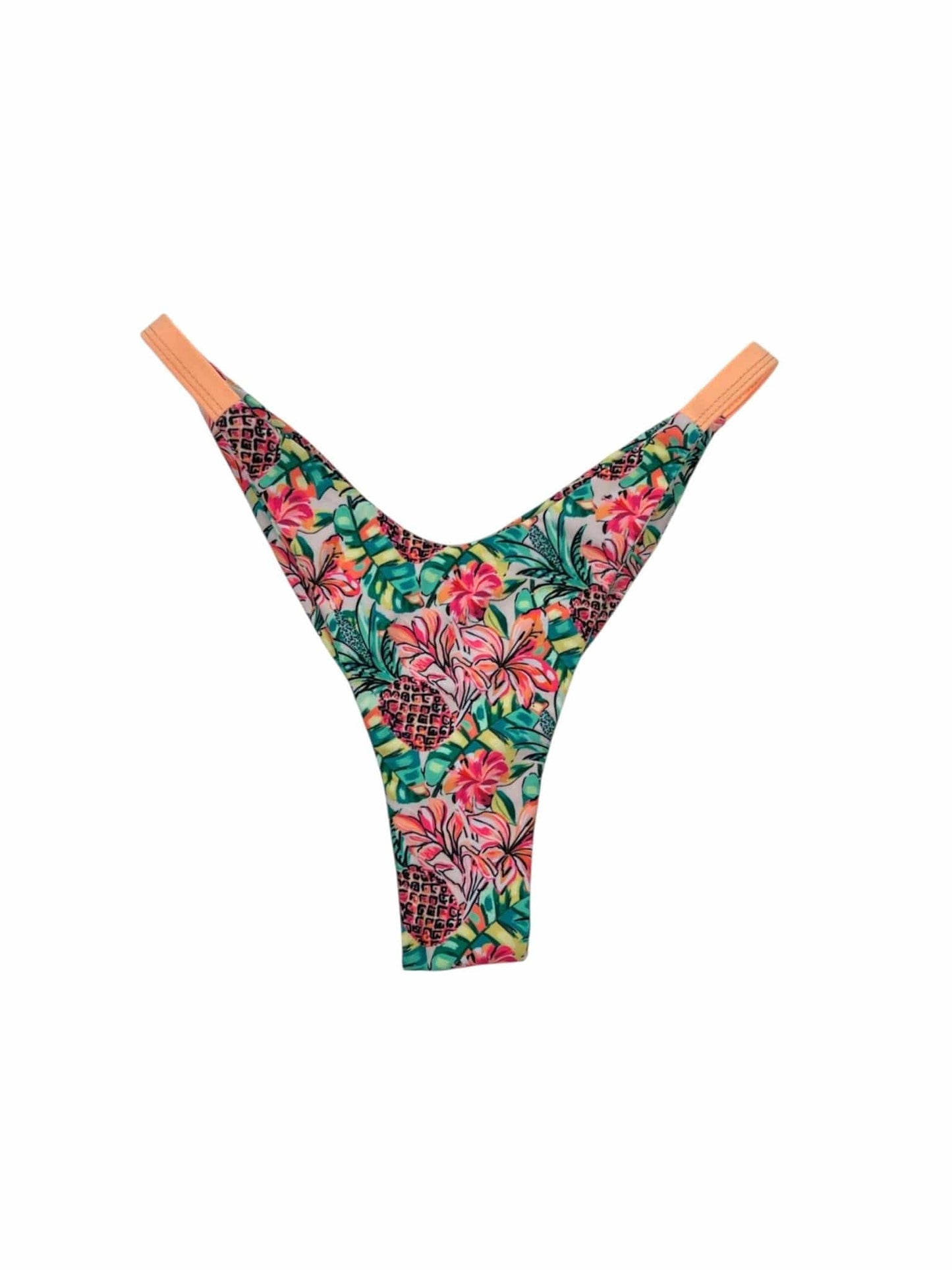 Berry Beachy Swimwear Apparel & Accessories > Clothing > Swimwear Pineapple Bloom Bandeau Top & Ruched Cheeky Bottom Bikini Swimsuit (Plus Sizes Available) Pineapple Bloom Bandeau Top & Ruched Cheeky Bottom Swimsuit