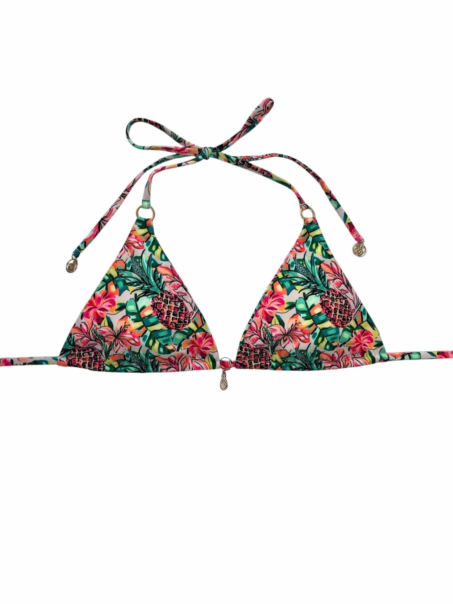 Berry Beachy Swimwear Apparel & Accessories > Clothing > Swimwear Pineapple Bloom Triangle Top & Tie Side Ruched Cheeky Bottom Bikini Swimsuit (Plus Sizes Available) Pineapple Bloom Triangle Top Tie Side Cheeky Bottom Swimsuit