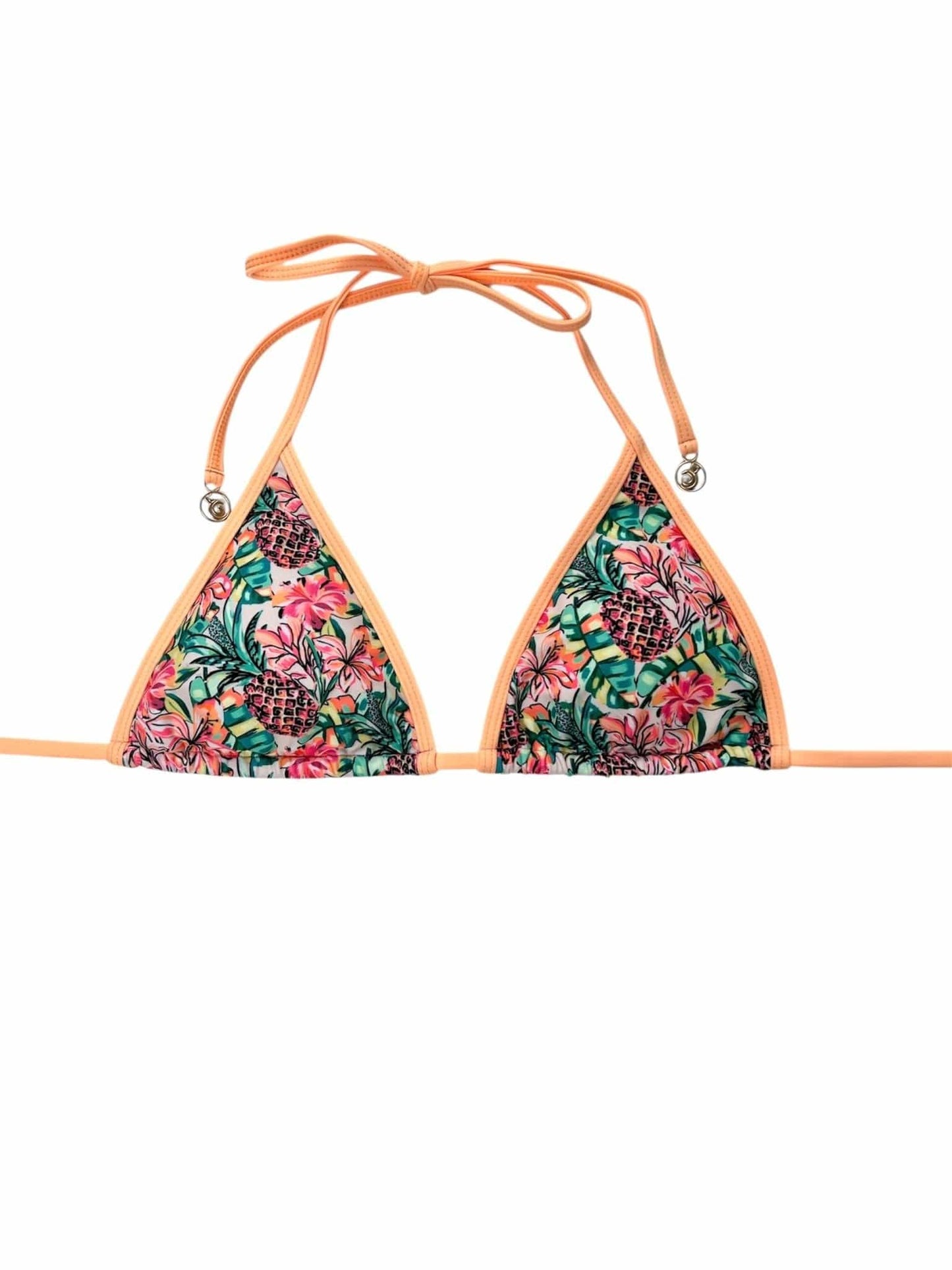 Berry Beachy Swimwear Apparel & Accessories > Clothing > Swimwear Pineapple Bloom Triangle Top & Tie Side V-Cut Thong Bottom Bikini Swimsuit (Plus Sizes Available) Pineapple Bloom Triangle Top Tie Side Thong Bottom Swimsuit
