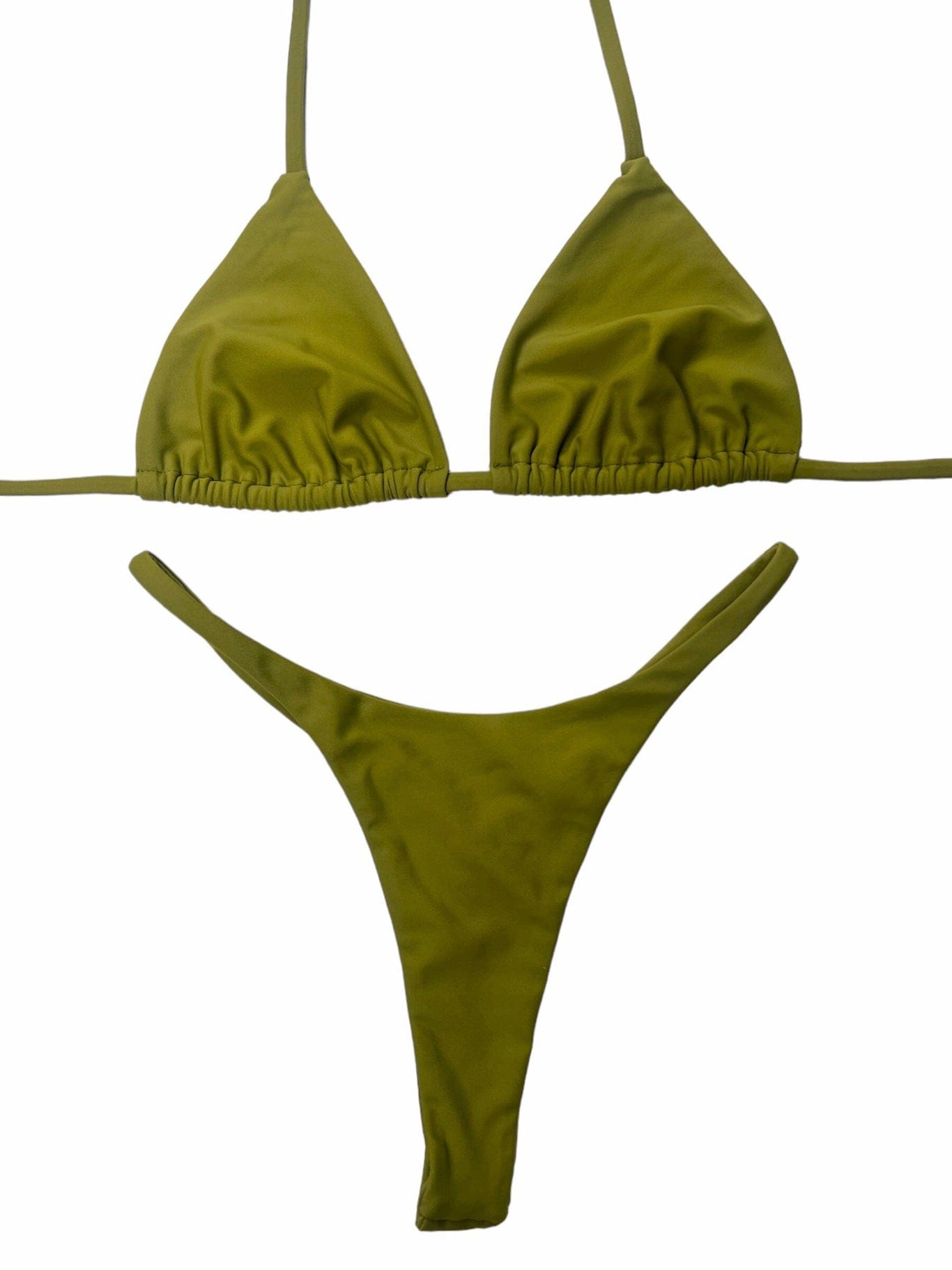 2023 Sage Green Seamless Triangle Top G-String Thong Bikini