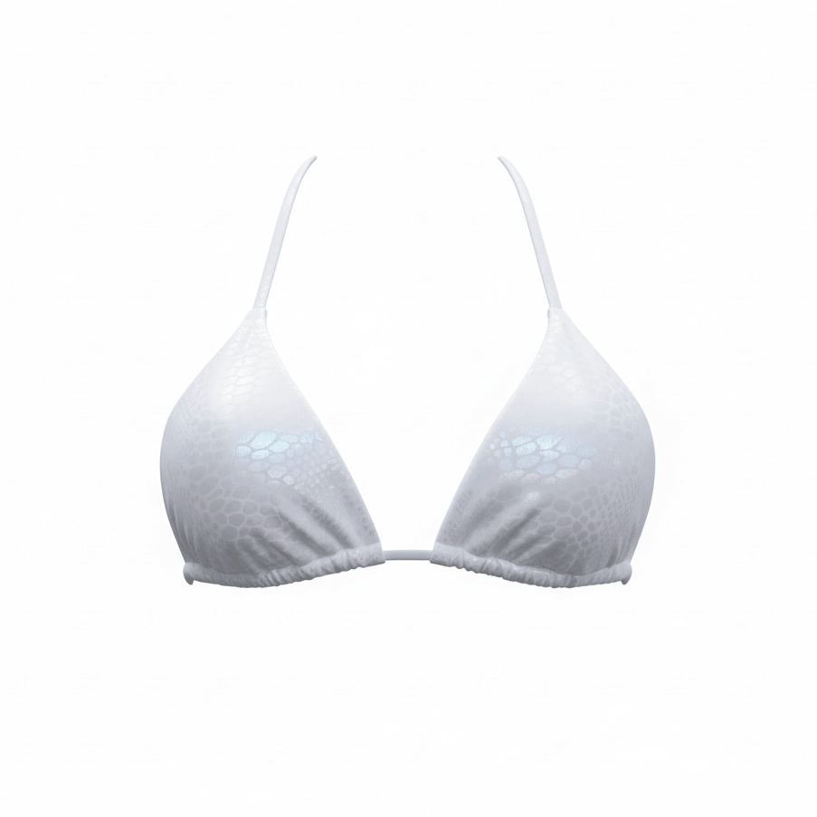 Berry Beachy Swimwear Apparel & Accessories > Clothing > Swimwear White Viper Triangle Top & Tie Side Cheeky Scrunch Bottom Bikini Swimsuit (Plus Sizes Available) White Triangle Top & Tie Side Cheeky Bottom Bikini Swimsuit