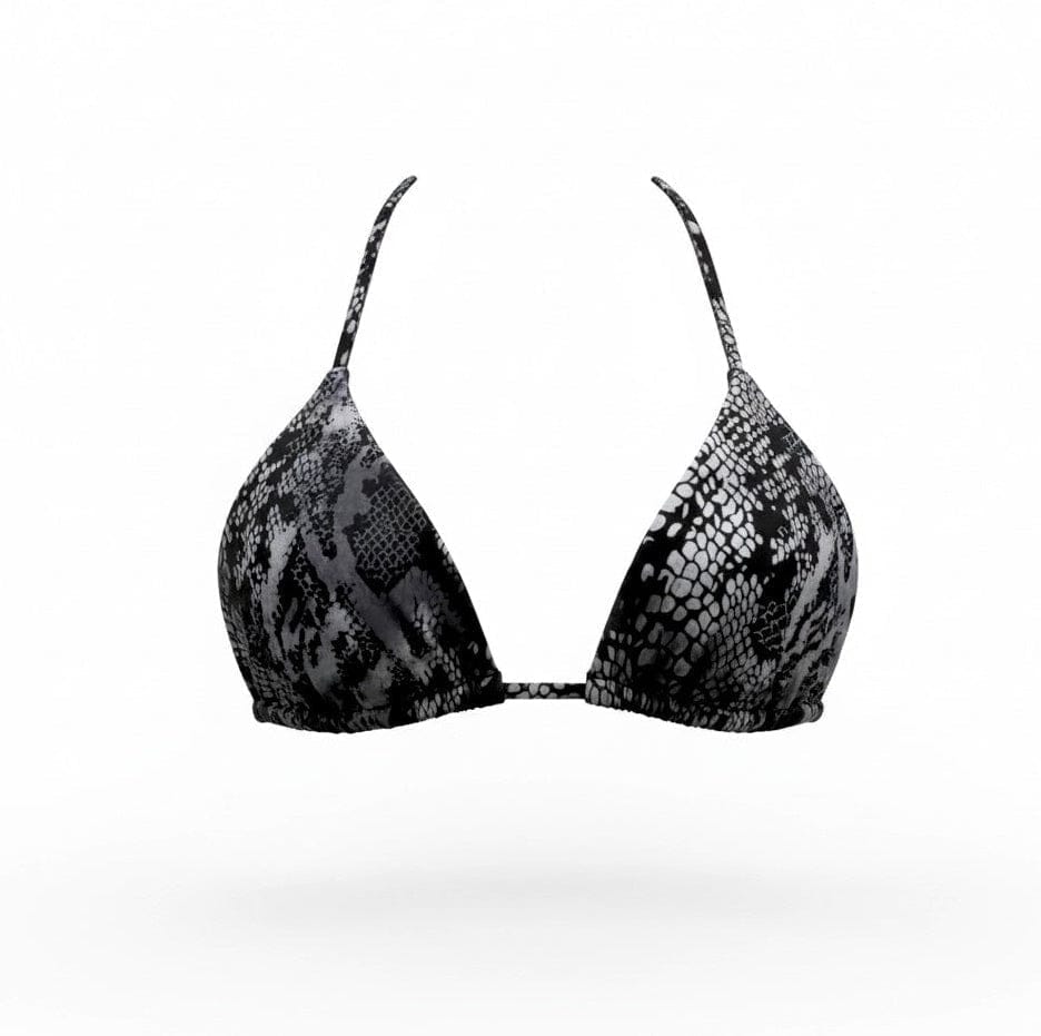 Berry Beachy Swimwear Apparel & Accessories > Clothing > Swimwear White Viper Triangle Top & Tie Side Cheeky Scrunch Bottom Bikini Swimsuit (Plus Sizes Available) White Triangle Top & Tie Side Cheeky Bottom Bikini Swimsuit