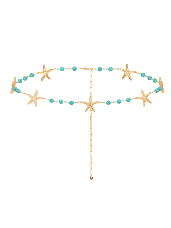 Ettika Body Chains Gold Tone / One Size Starfish and Turquoise Bead Waist Chain Starfish and Turquoise Bead Waist Chain