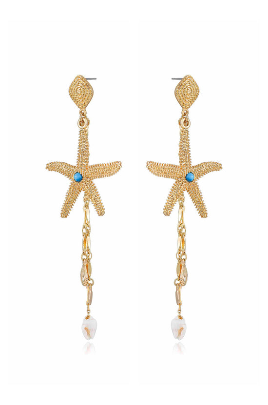 Ettika Earrings 18k Gold Plated / One Size Starfish Seeker Drop Earrings Starfish Seeker Drop Earrings