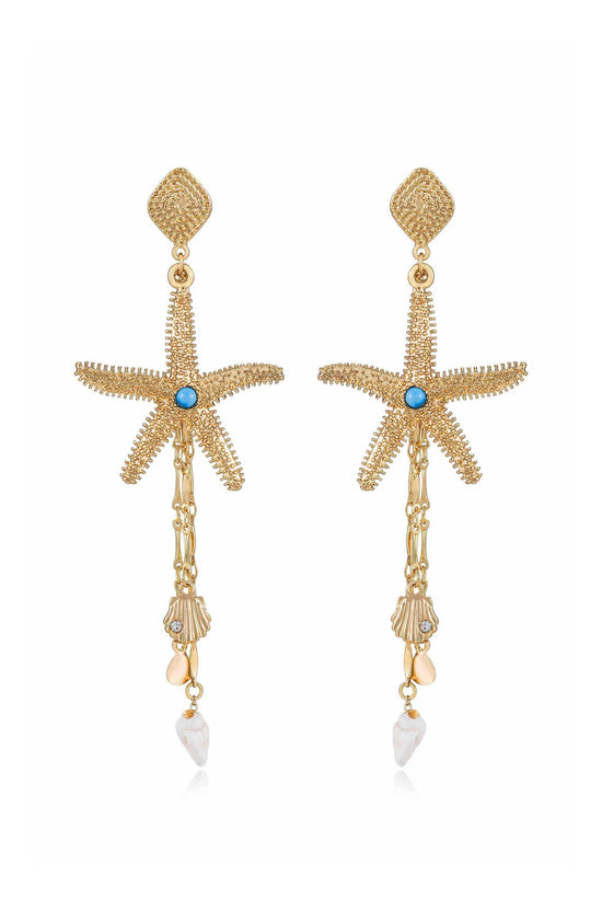 Ettika Earrings 18k Gold Plated / One Size Starfish Seeker Drop Earrings Starfish Seeker Drop Earrings