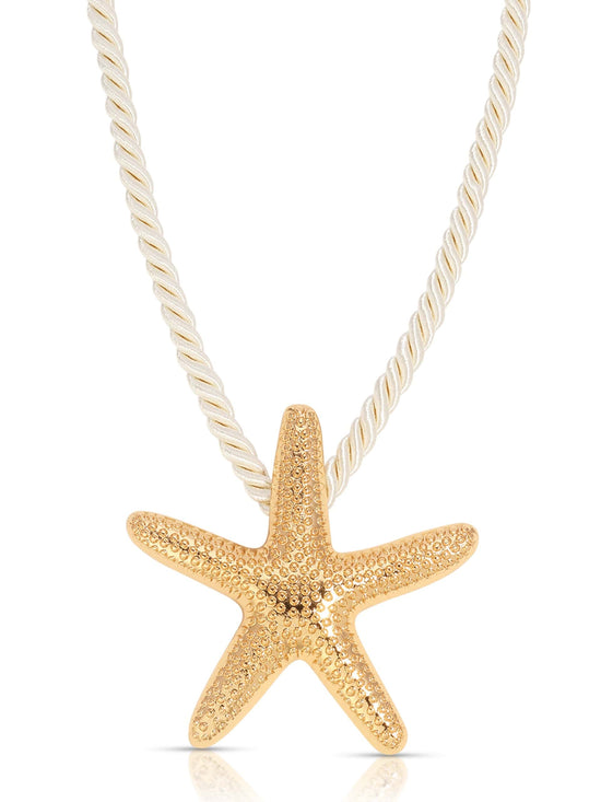 Ettika Necklaces Beige Rope with 18k Gold Plating / One Size Starfish Statement Pendant Necklace Starfish Statement Pendant Necklace