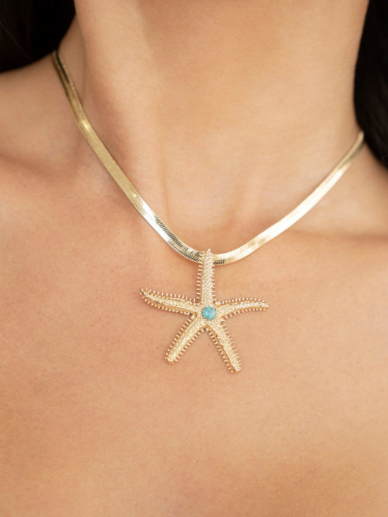 Ettika Necklaces Turquoise with 18k Gold Plating / One Size Mermaid Cove Starfish Necklace Mermaid Cove Starfish Necklace