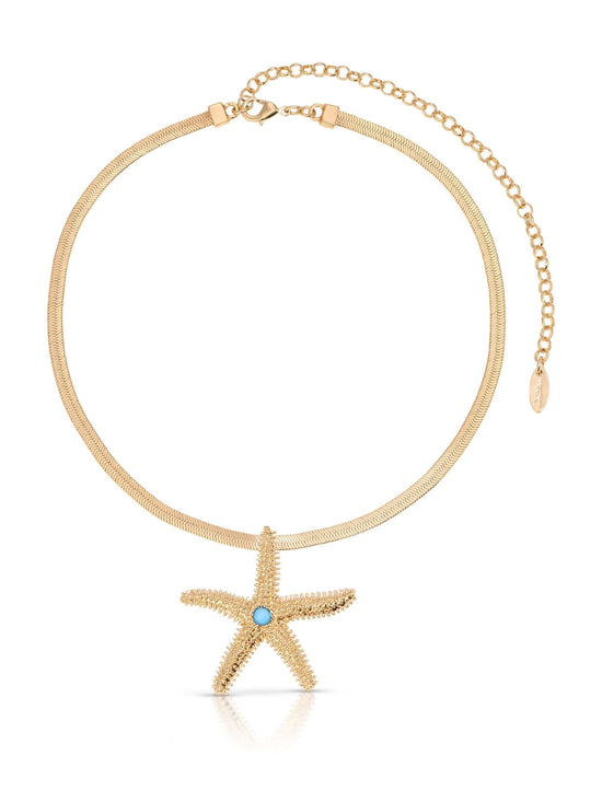 Ettika Necklaces Turquoise with 18k Gold Plating / One Size Mermaid Cove Starfish Necklace Mermaid Cove Starfish Necklace
