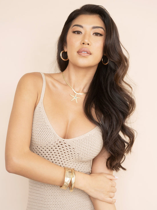 Load image into Gallery viewer, Ettika Necklaces Turquoise with 18k Gold Plating / One Size Mermaid Cove Starfish Necklace Mermaid Cove Starfish Necklace
