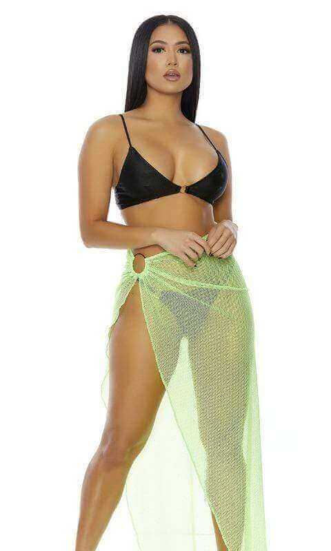 Load image into Gallery viewer, Forplay Apparel &amp;amp; Accessories &amp;gt; Clothing &amp;gt; Swimwear Green / Small Neon Yellow Sheer Mesh Skirt Cover-Up (Many Colors Available) 2023 Forplay Sexy Neon Yellow Sheer Mesh Skirt Bikini Beach Cover-Up 
