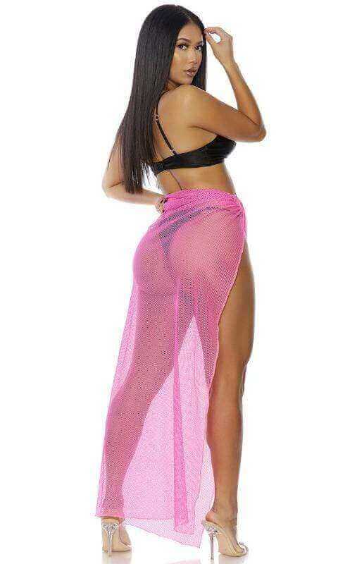 Forplay Apparel & Accessories > Clothing > Swimwear Hot Pink Sheer Mesh Skirt Cover-Up (Many Colors Available) 2023 Forplay Sexy Hot Pink Sheer Mesh Skirt Bikini Beach Cover-Up 