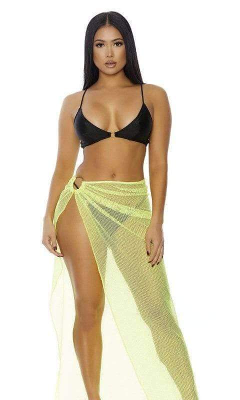 Forplay Apparel & Accessories > Clothing > Swimwear Yellow / Large Neon Orange Sheer Mesh Skirt Cover-Up (Many Colors Available) 2023 Hot Neon Orange Forplay Sheer Mesh Skirt Bikini Beach Cover-Up