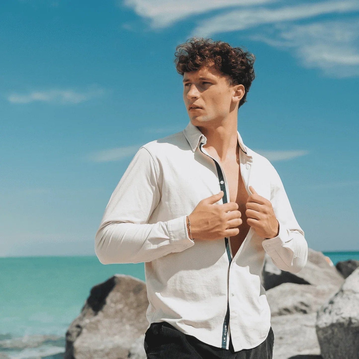 Le Club Apparel & Accessories > Clothing > Shirts & Tops Beige Oxford Button Up Long Sleeve Cotton Men's Shirt Beige Oxford Long Sleeve Men's Cotton Shirt Le Club Original