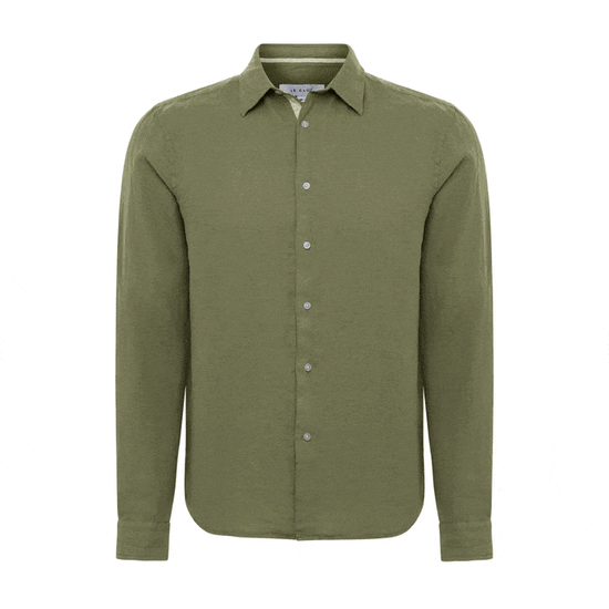 Le Club Apparel & Accessories > Clothing > Shirts & Tops Small / Green Army Green Peter Linen Long Sleeve Men's Shirt 2024 Le Club Original Army Green Peter Linen Long Sleeve Shirt