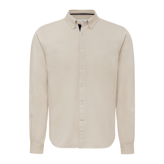 Le Club Apparel & Accessories > Clothing > Shirts & Tops Small / Nude Beige Oxford Button Up Long Sleeve Cotton Men's Shirt 2024 Beige Oxford Long Sleeve Men's Cotton Shirt Le Club Original