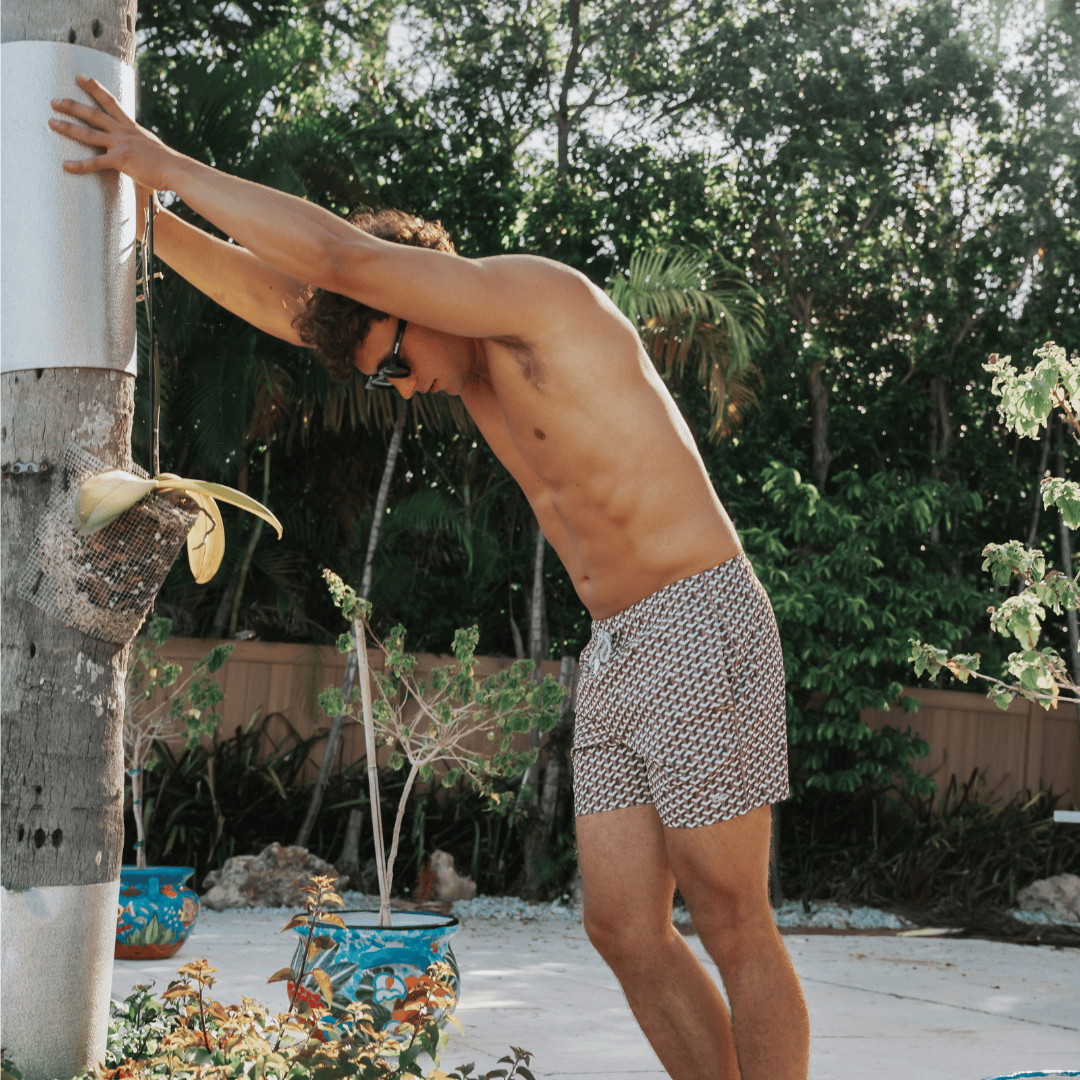 Le Club Apparel & Accessories > Clothing > Shorts 5.5 Inches / Small Layered 3D Triangle Print Men's Swim Trunk Board Shorts Layered Triangle Men's Swim Trunk Board Shorts | Le Club