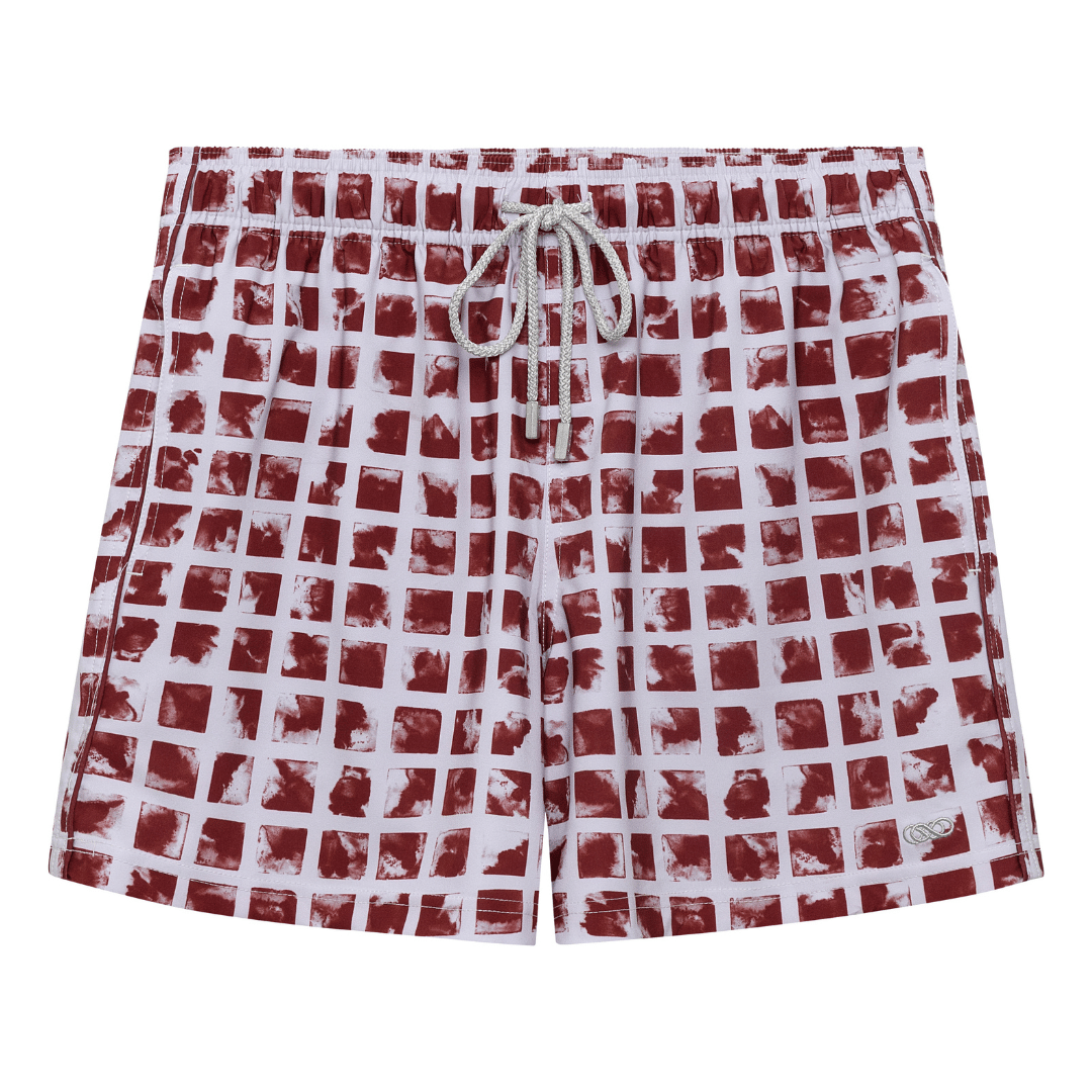 Le Club Apparel & Accessories > Clothing > Shorts 5.5 Inches / Small Red Sunday Morning Print Men's Swim Trunk Board Shorts Red Sunday Morning Men's Swim Trunk Board Shorts | Le Club 