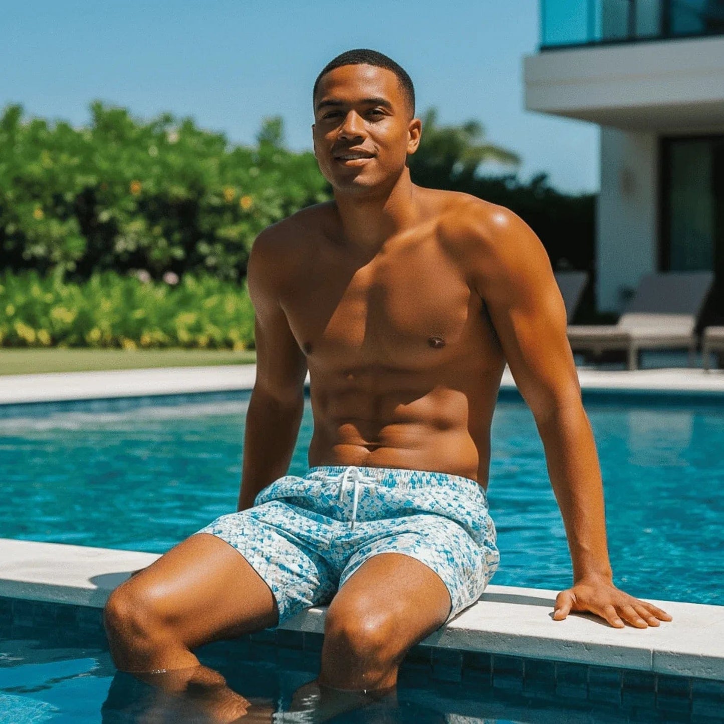Le Club Apparel & Accessories > Clothing > Shorts Blue Cobe Print Men's Swim Trunk Board Shorts Blue Cobe Men's Swim Trunk Board Shorts Le Club Original