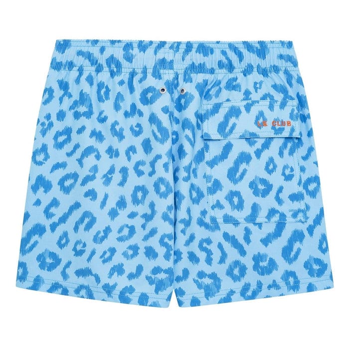 Le Club Apparel & Accessories > Clothing > Shorts Blue Leopard Ember Print Men's Swim Trunk Board Shorts 2024 Blue Leopard Ember Le Club Men's Swim Trunk Board Shorts