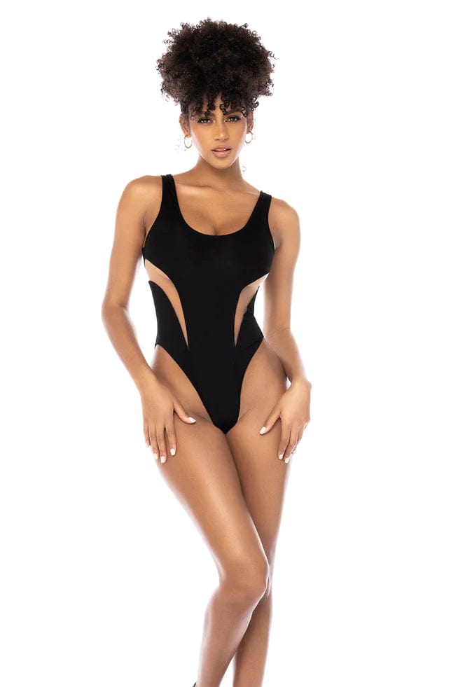 Mapale Apparel & Accessories > Clothing > Swimwear Black / S/M Black Sheer Mesh Cut-Out One Piece Moderate Coverage Swimsuit Swimwear 2024 Sexy Black Women's Sheer Mesh One Piece Brazilian Swimsuit