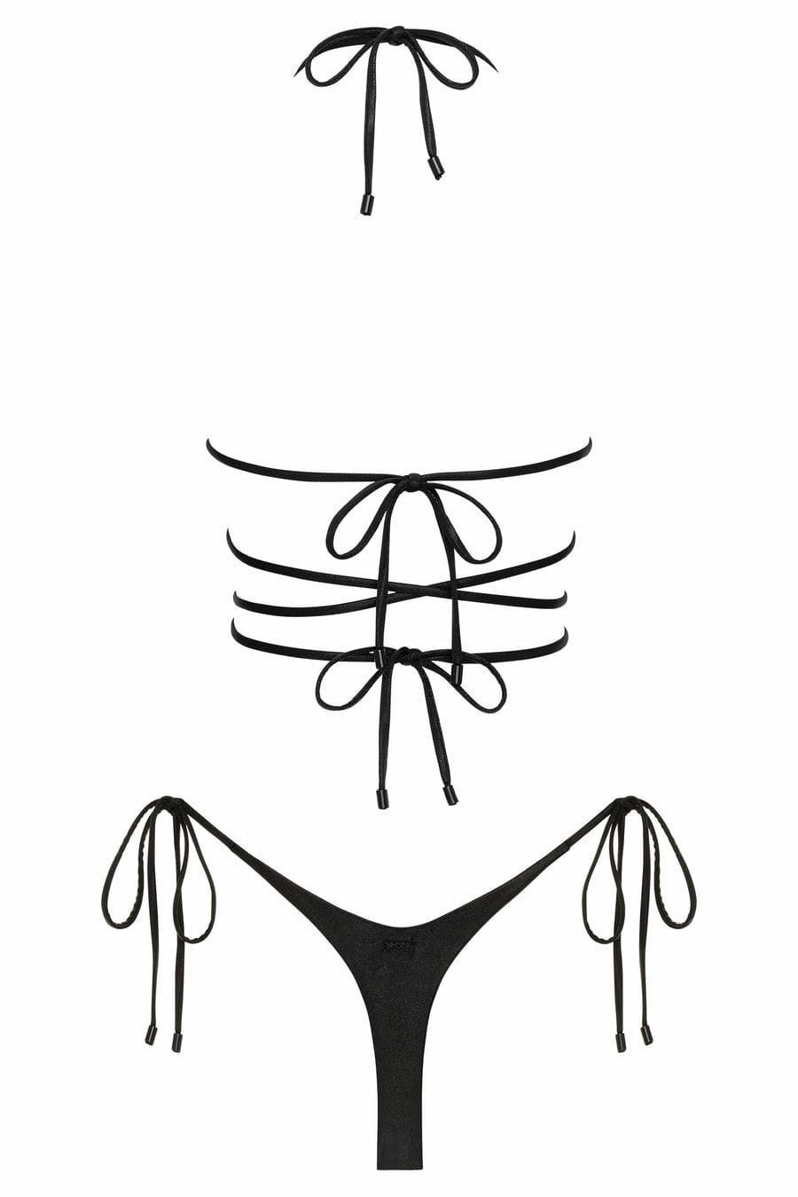 OlgaNikoza Apparel & Accessories > Clothing > Swimwear Black Mariposa Crisscross Triangle Top & G-String Thong Bikini Swimsuit Black Crisscross Triangle Top G-String Thong Bikini Swimsuit