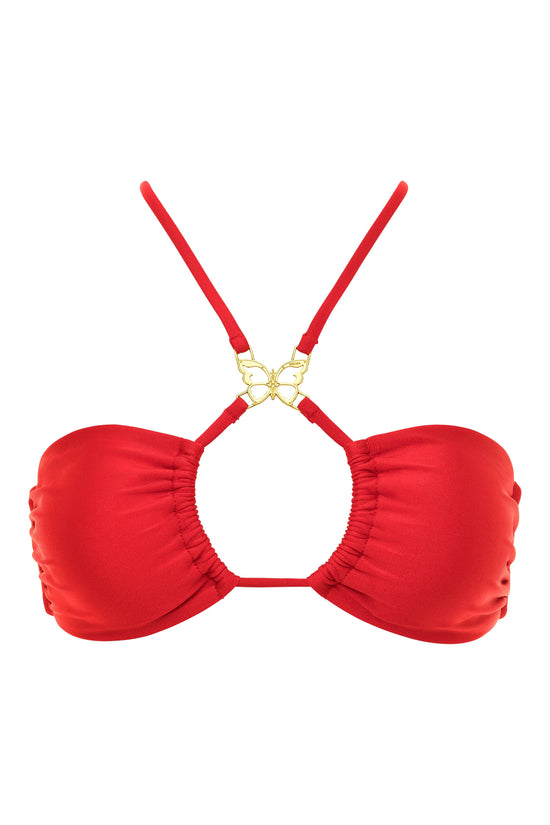 OlgaNikoza Apparel & Accessories > Clothing > Swimwear Red Camila Seamless Halter Top & Tie Side Bikini Bottom Swimwear Set Red Camila Seamless Halter Top & Tie Side Bottom Swimwear Set