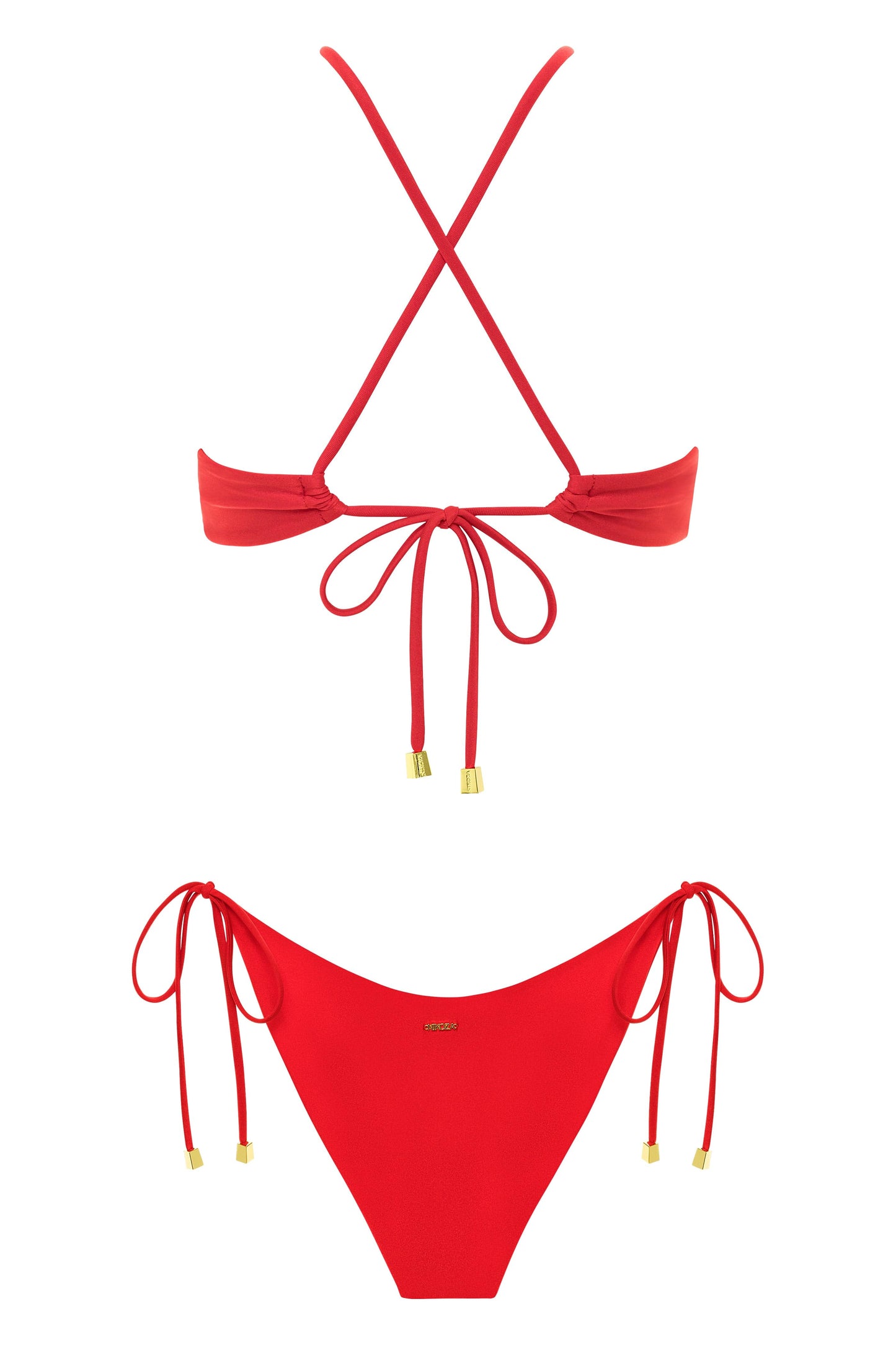OlgaNikoza Apparel & Accessories > Clothing > Swimwear Red Camila Seamless Halter Top & Tie Side Bikini Bottom Swimwear Set Red Camila Seamless Halter Top & Tie Side Bottom Swimwear Set